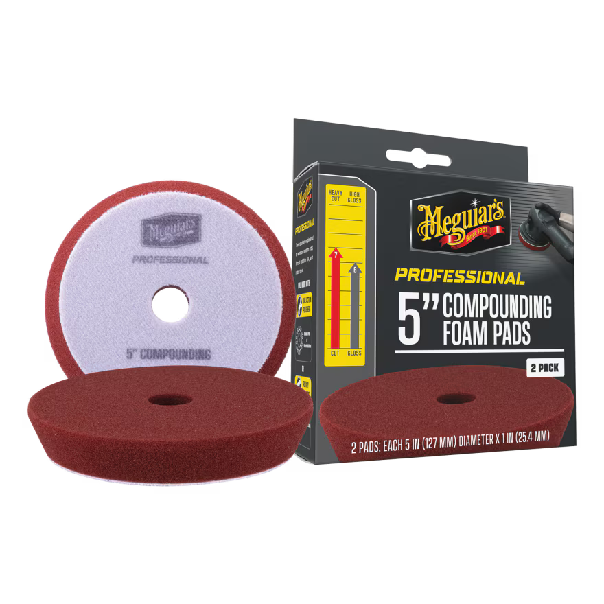 Meguiar's Professional Foam Compounding Pads, M5CFP2 - 5", Red (2 pack)