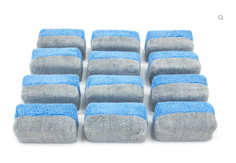 Mini Saver Applicator Terry Microfiber Coating Applicator Sponge with Plastic Barrier - 12 pack