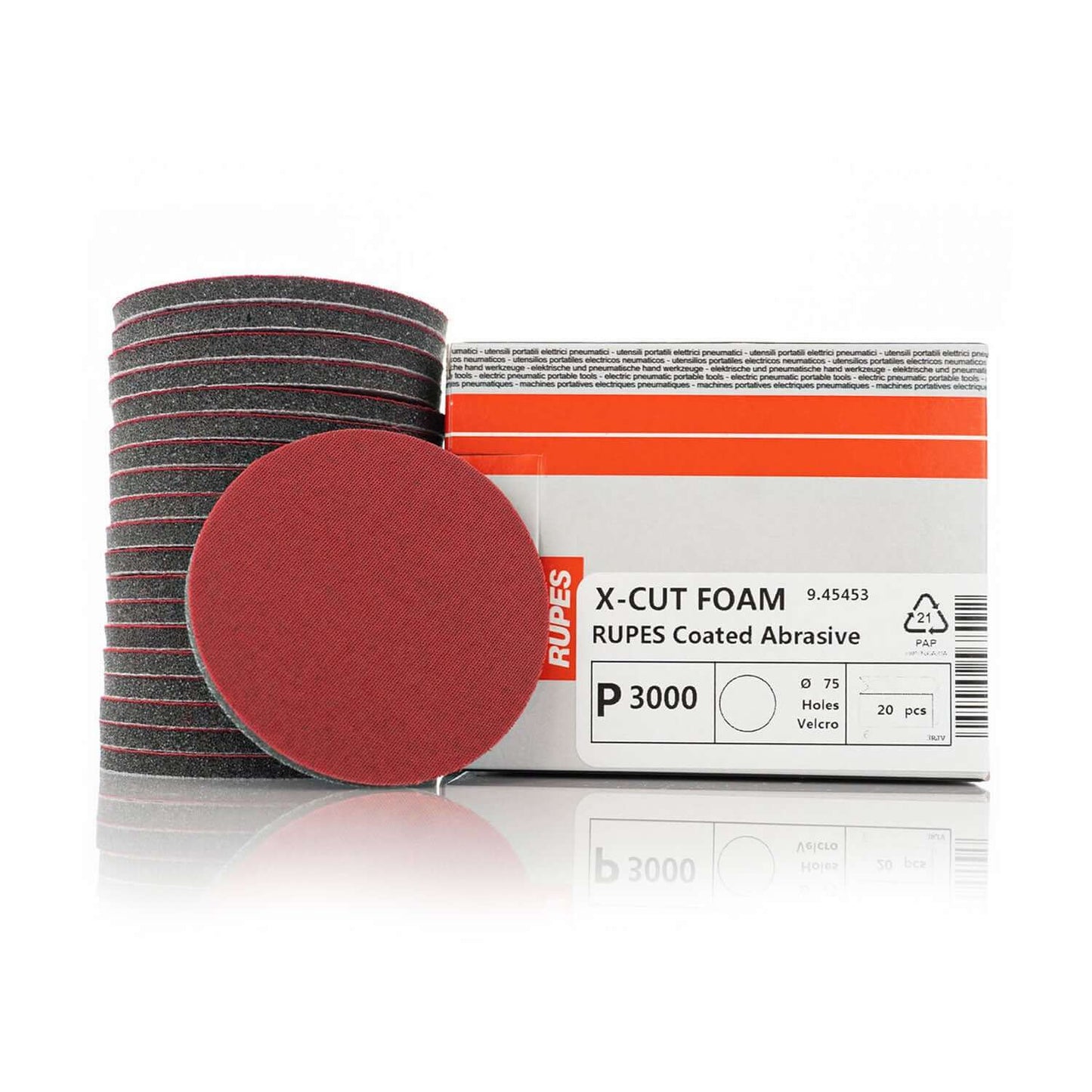 RUPES- 3 X-Cut Foam Abrasives | P3000 Grit |1 Carton | 20 discs