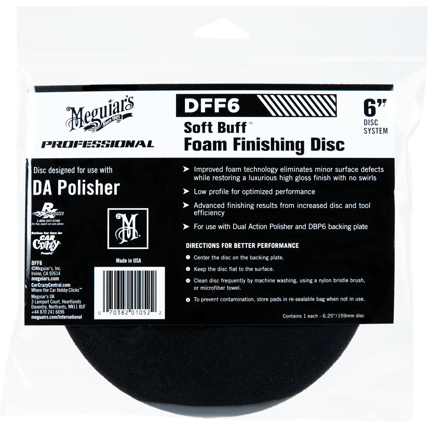 Meguiar's Foam Finishing Disc 6" Pad Hook and Loop