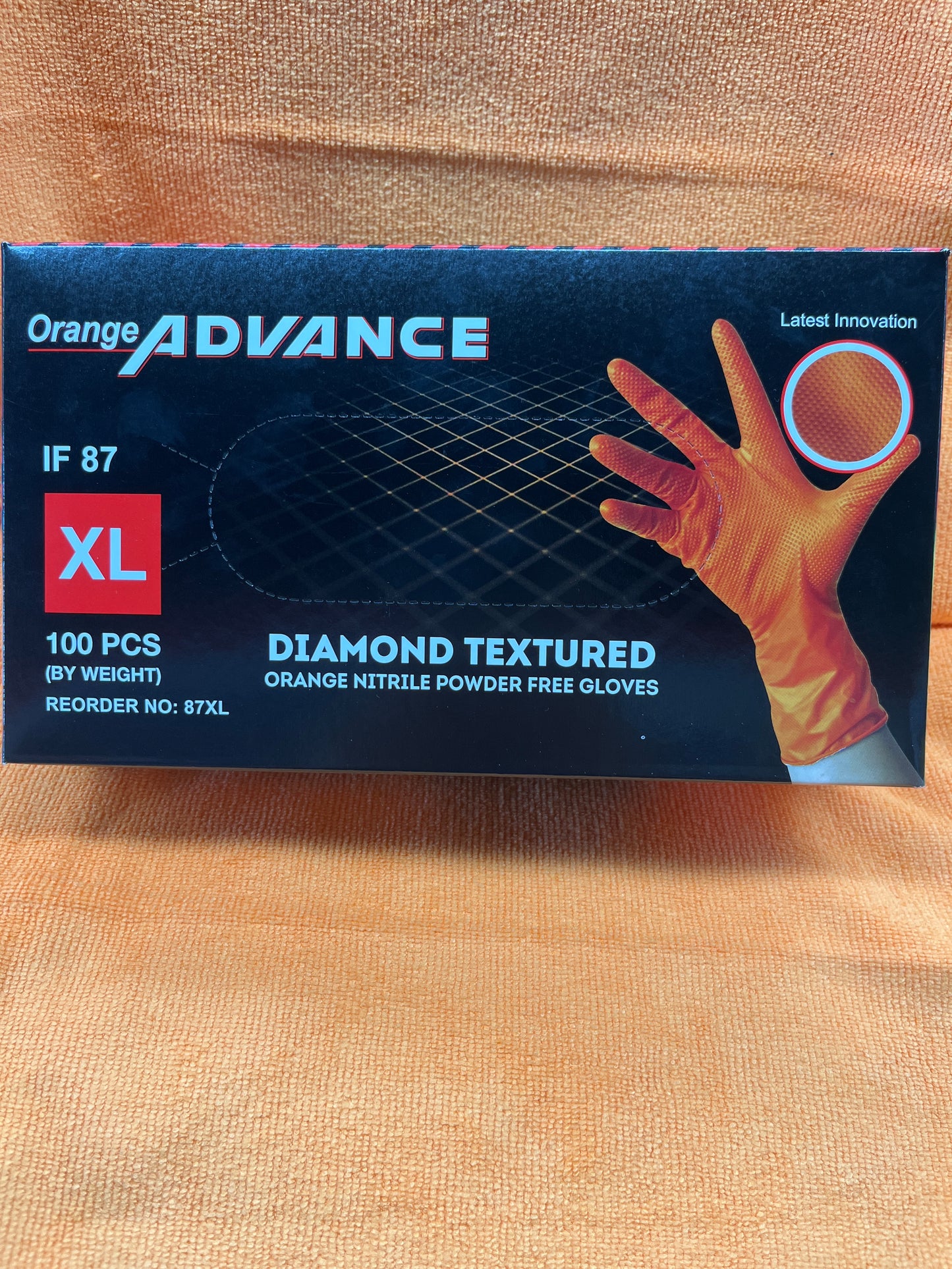 Diamond Textured Orange Gloves  XL