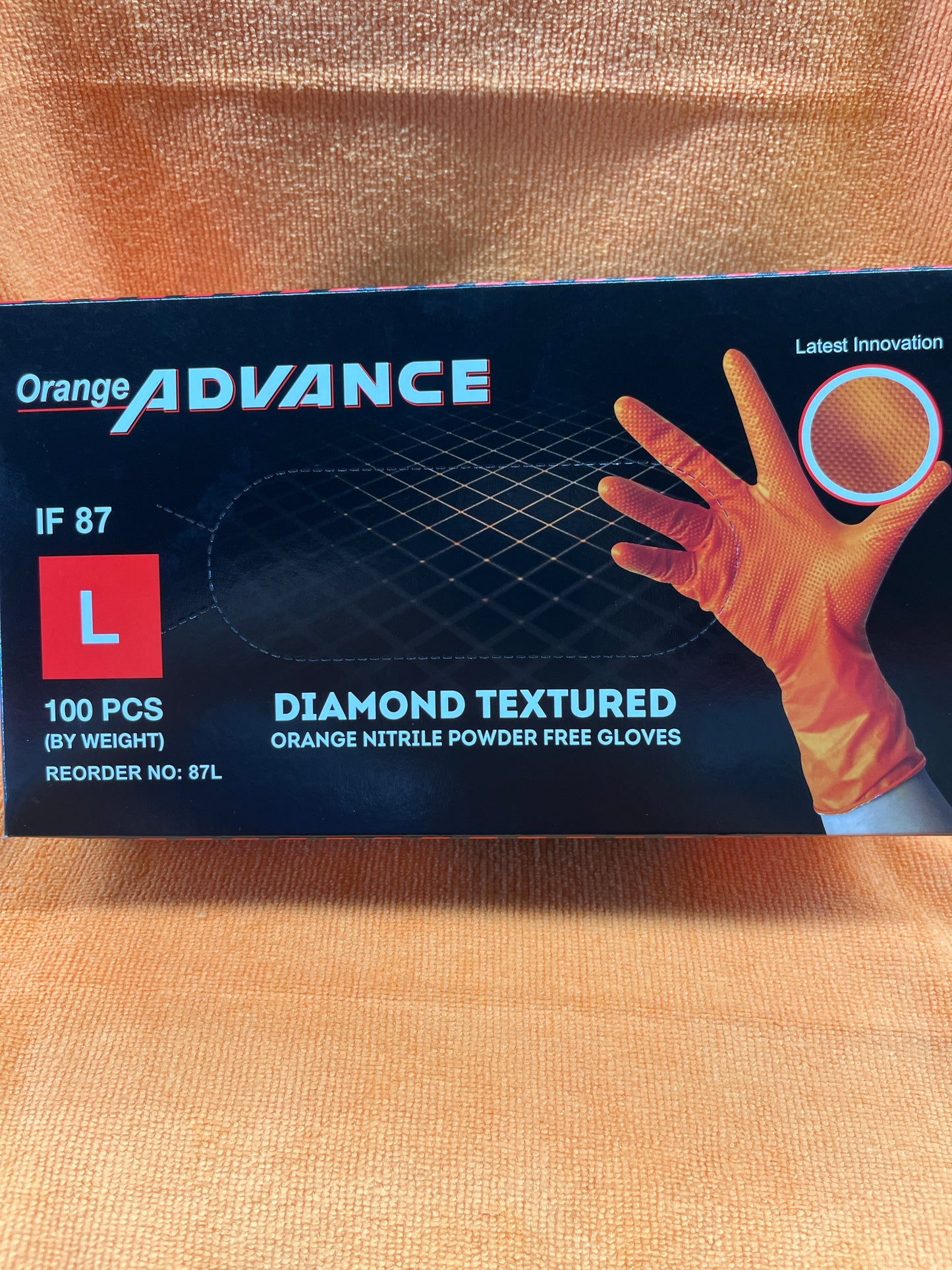 Diamond Textured Orange Gloves (L)