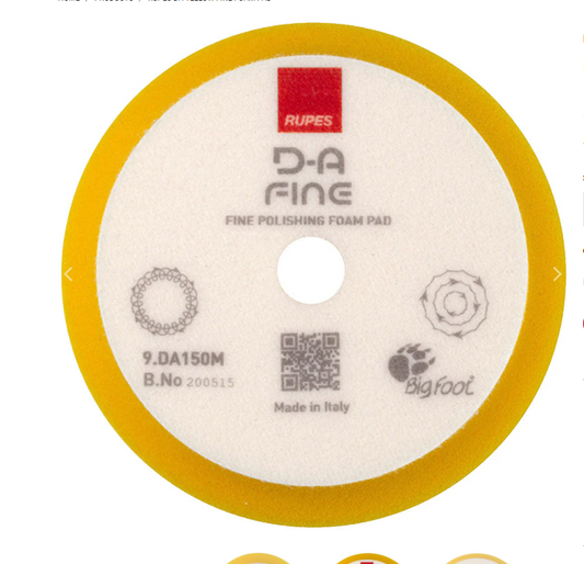 Rupes - 6" D-A FINE High Performance Fine Polishing Foam Pad Yellow