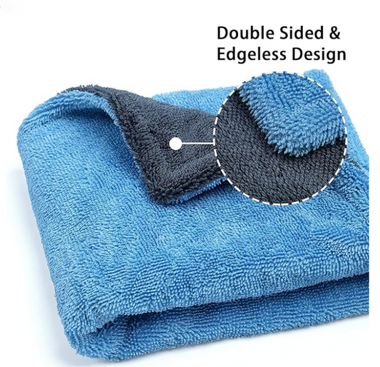 SP Plush Drying Towel | 1400 GSM | 24" x 36" | Blue/Gray