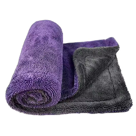 SP Plush Drying Towel | 1400 GSM | 24" x 36" | Purple/Gray