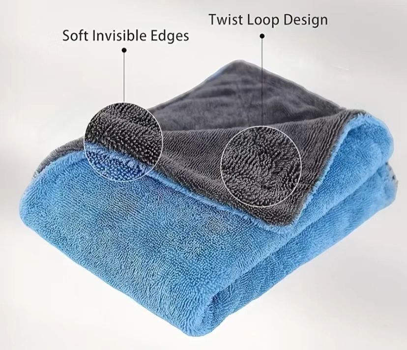 SP Plush Drying Towel | 1400 GSM | 24" x 36" | Blue/Gray