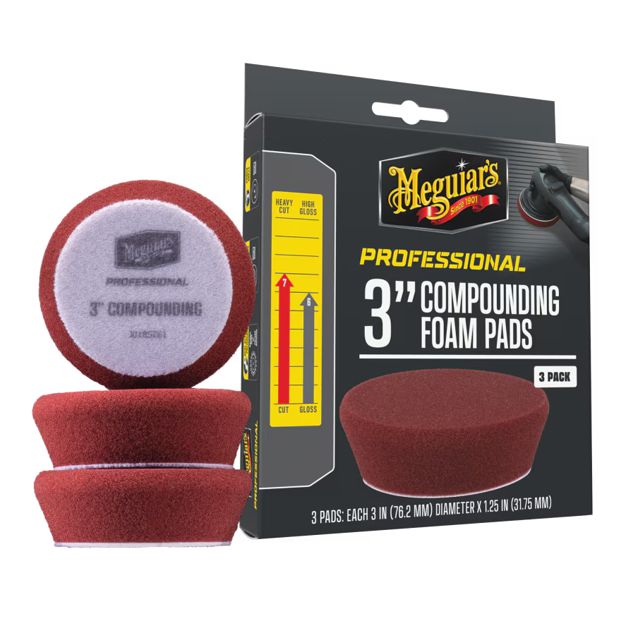 Meguiar's Professional Foam Compounding Pads, M3CFP3 - 3", Red (3 pack)