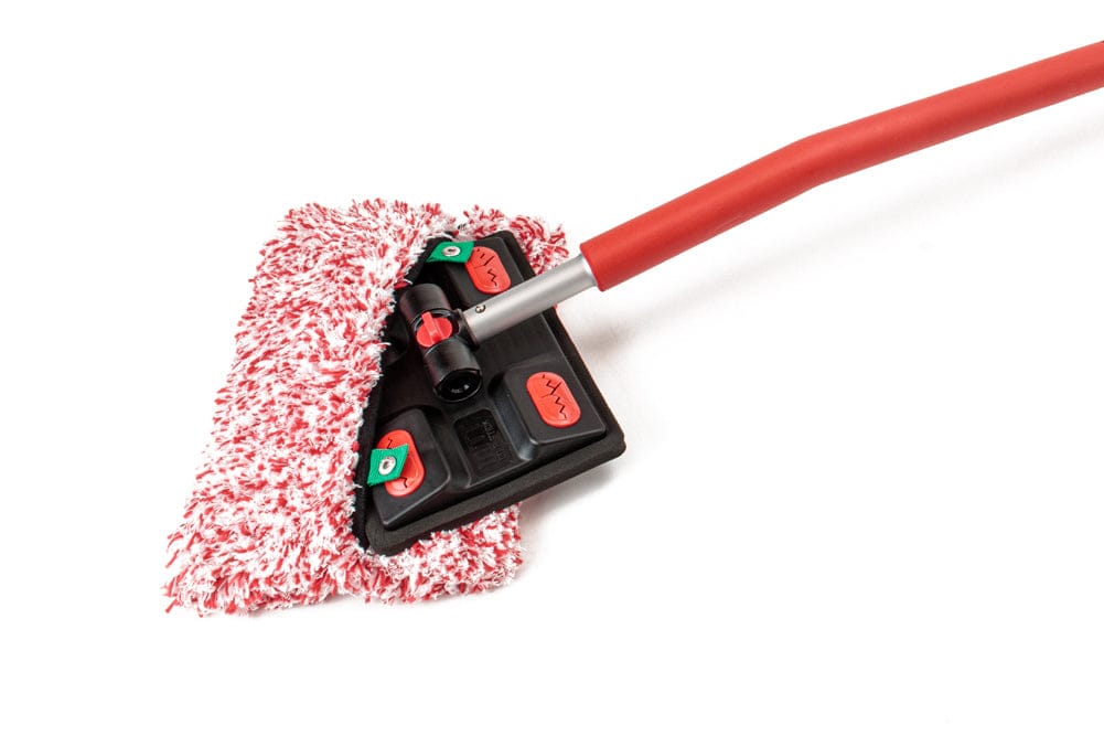 [Mitt on a Stick PRO+] Premium Car Wash Mop, Brush, Pole, Mitt | Red + Dragon/Mesh