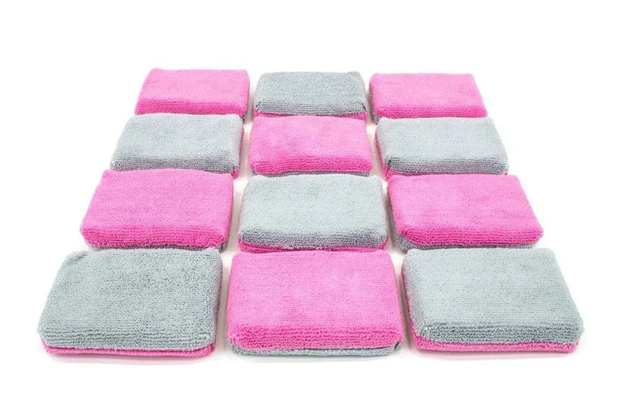 12 PACK- [THIN] Saver Microfiber Coating Applicator Sponge w/ Plastic Barrier