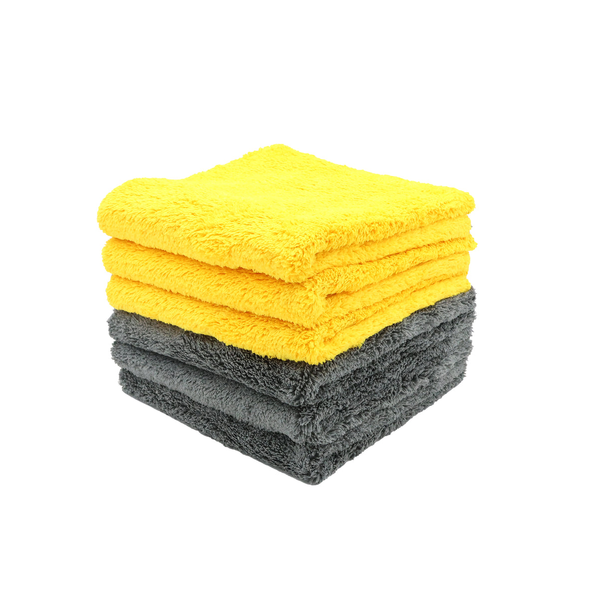 [12 PK] Birdie Buffing Towel 700 GSM, 16"x16" BLACK/YELLOW