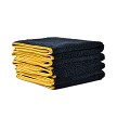1pc. Elite Drying Towel, 380 GSM, 16"x24" | Black & Yellow Trim